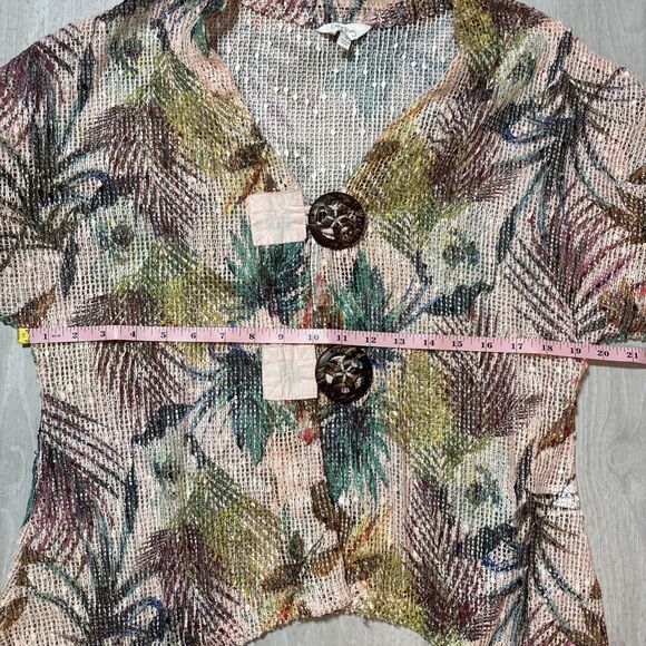Boho Coastal open Knit Top M Shark Bite Hem Resort Beach Vacation SZ S - Picture 7 of 10